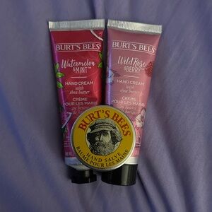 Burt's Bees Rose + Berry and Watermelon + Mint Hand Cream / Salve Care Set